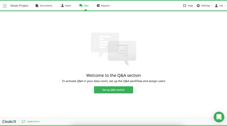 Q&A module data room